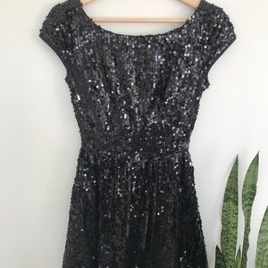 B SMART Sequinned Mini Party Dress Black